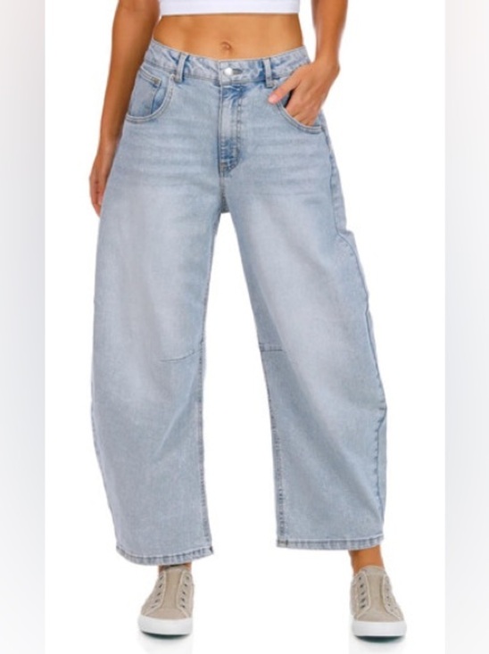 Blue Spice Denim - Blue Spice Mid Rise Barrel Leg Jeans, Sz 13